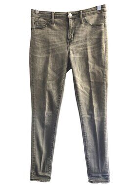 MOSSIMO- WOMENS GREY HIGH RISE JEGGINGS POWER STRETCH JEANS DISTRESS HEM SIZE 4